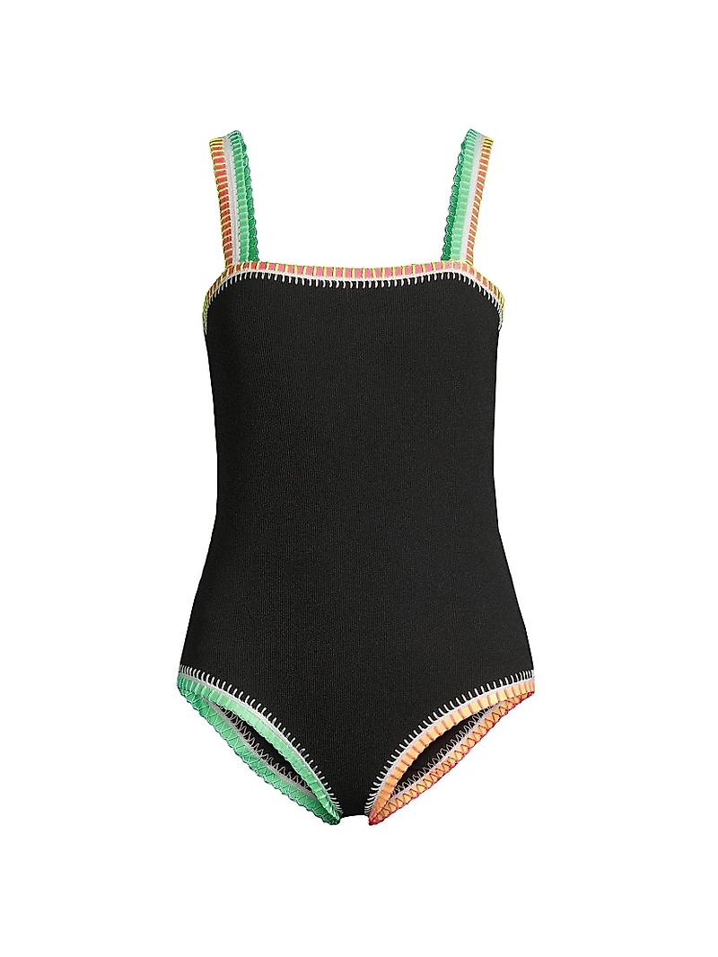 Crochet-Trim One-Piece Swimsuit