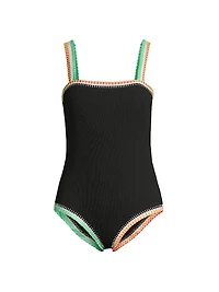 Crochet-Trim One-Piece Swimsuit