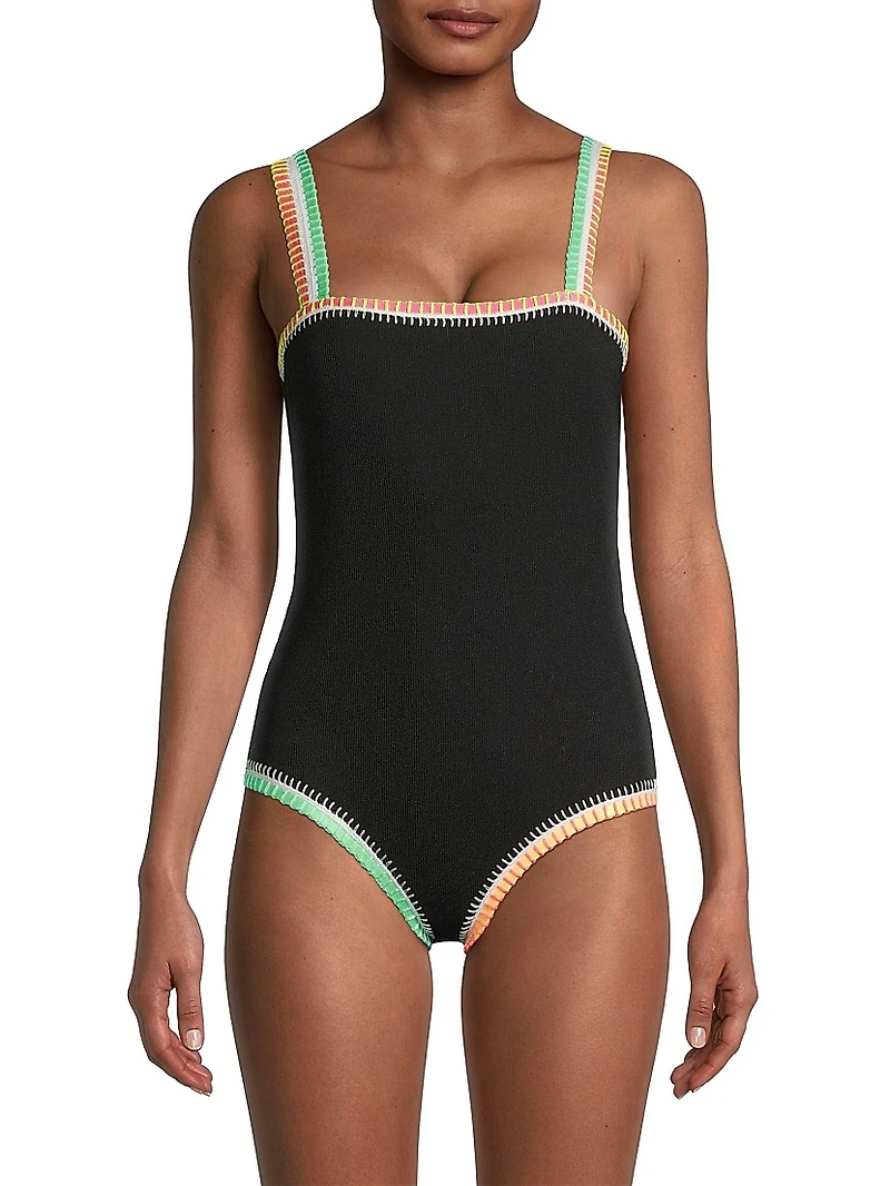Crochet-Trim One-Piece Swimsuit
