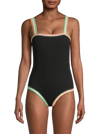 Crochet-Trim One-Piece Swimsuit