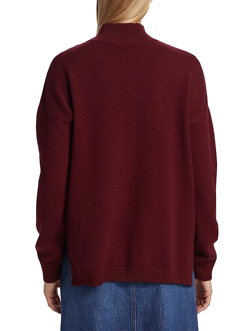 Triangle Stitch Wool-Blend Turtleneck Sweater