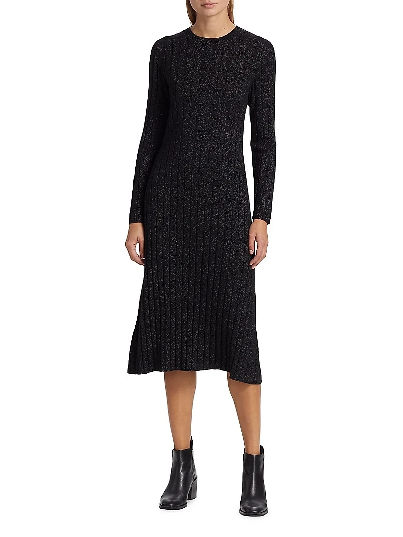 Metallic Rib-Knit Midi-Dress