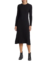 Metallic Rib-Knit Midi-Dress
