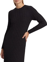 Metallic Rib-Knit Midi-Dress