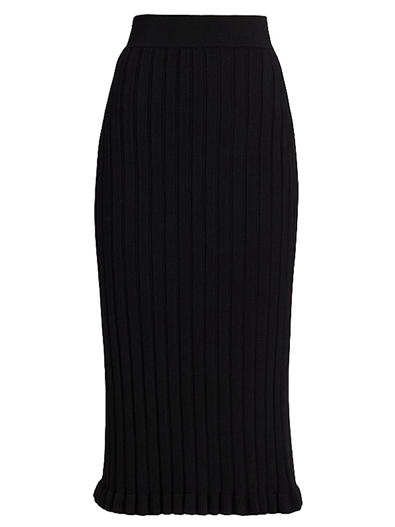 COLLECTION Ruffle-Hem Rib-Knit Pencil Skirt