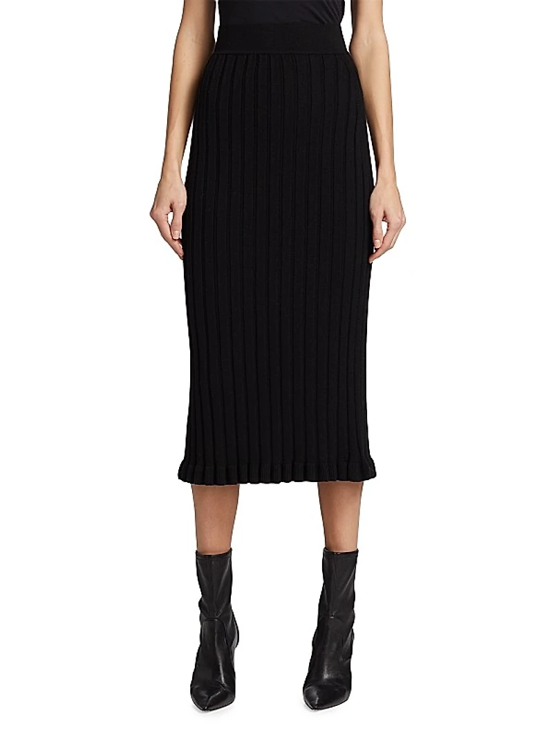 COLLECTION Ruffle-Hem Rib-Knit Pencil Skirt