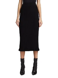 COLLECTION Ruffle-Hem Rib-Knit Pencil Skirt