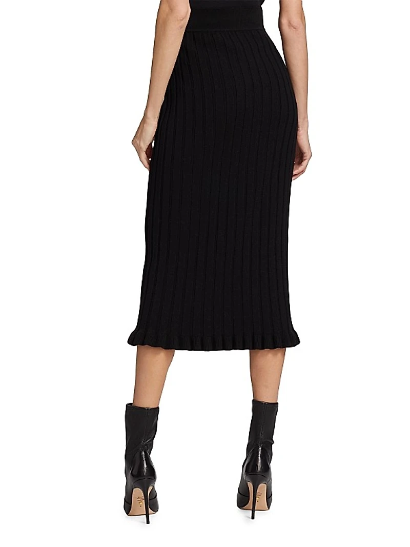 COLLECTION Ruffle-Hem Rib-Knit Pencil Skirt