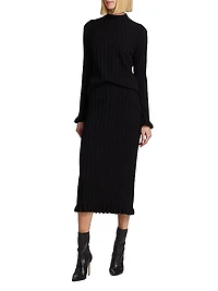 COLLECTION Ruffle-Hem Rib-Knit Pencil Skirt