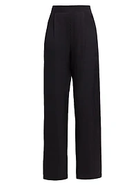 Pleated Satin Wide-Leg Pants