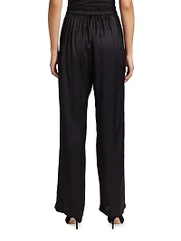 Pleated Satin Wide-Leg Pants