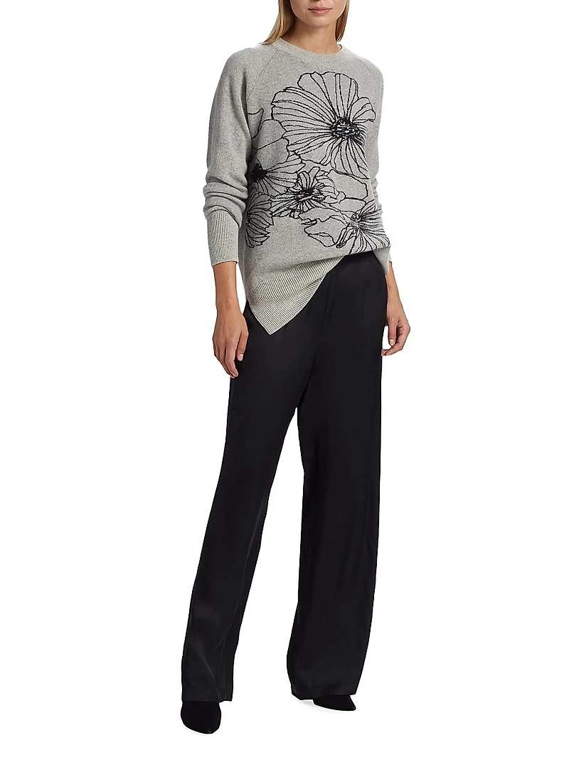 Pleated Satin Wide-Leg Pants