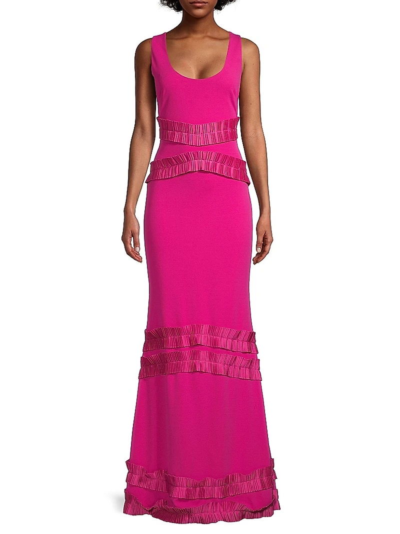 Ruffled Chiffon Gown