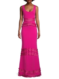 Ruffled Chiffon Gown