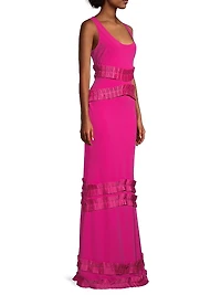 Ruffled Chiffon Gown