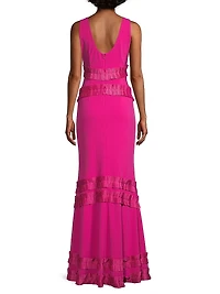 Ruffled Chiffon Gown