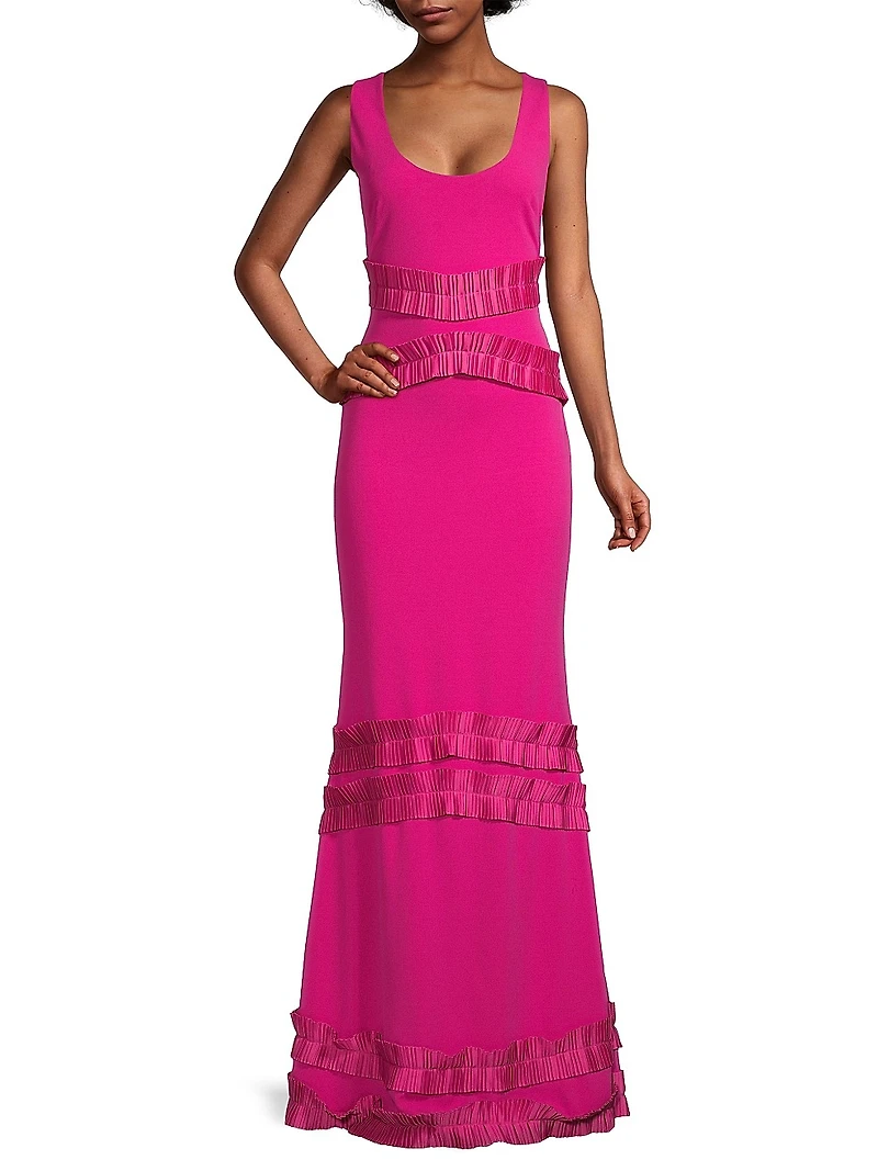 Ruffled Chiffon Gown