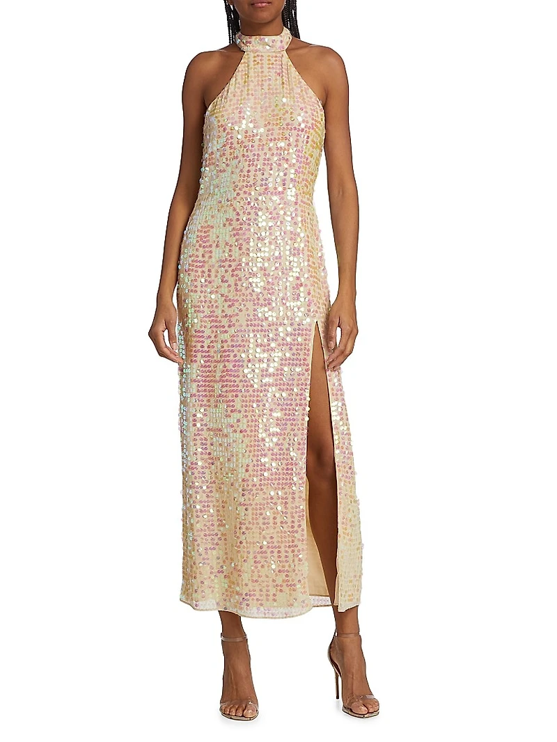 Khoudia Sequined Halter Maxi Dress