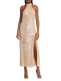 Khoudia Sequined Halter Maxi Dress