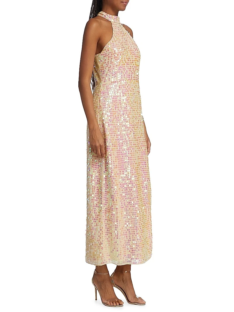 Khoudia Sequined Halter Maxi Dress
