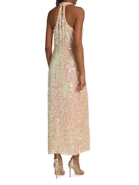 Khoudia Sequined Halter Maxi Dress