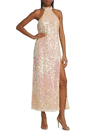 Khoudia Sequined Halter Maxi Dress