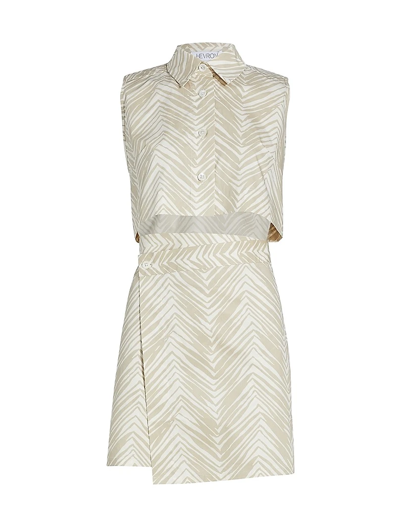 Kimmia Chevron Cotton Sleeveless Minidress