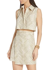 Kimmia Chevron Cotton Sleeveless Minidress