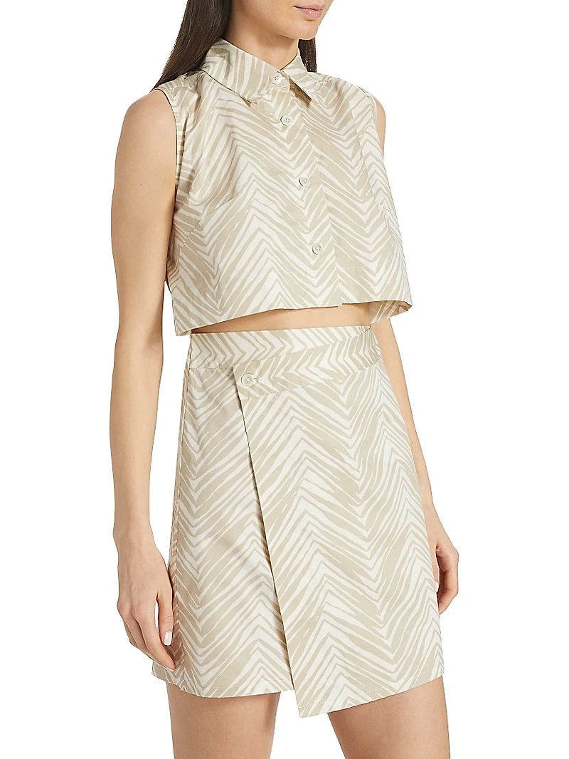 Kimmia Chevron Cotton Sleeveless Minidress