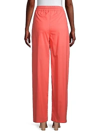Drawstring Cotton Wide Crop Pants