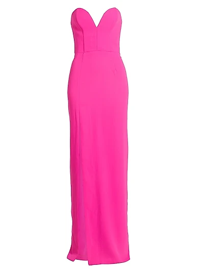 Cherri Crepe Plunging Sweetheart Gown