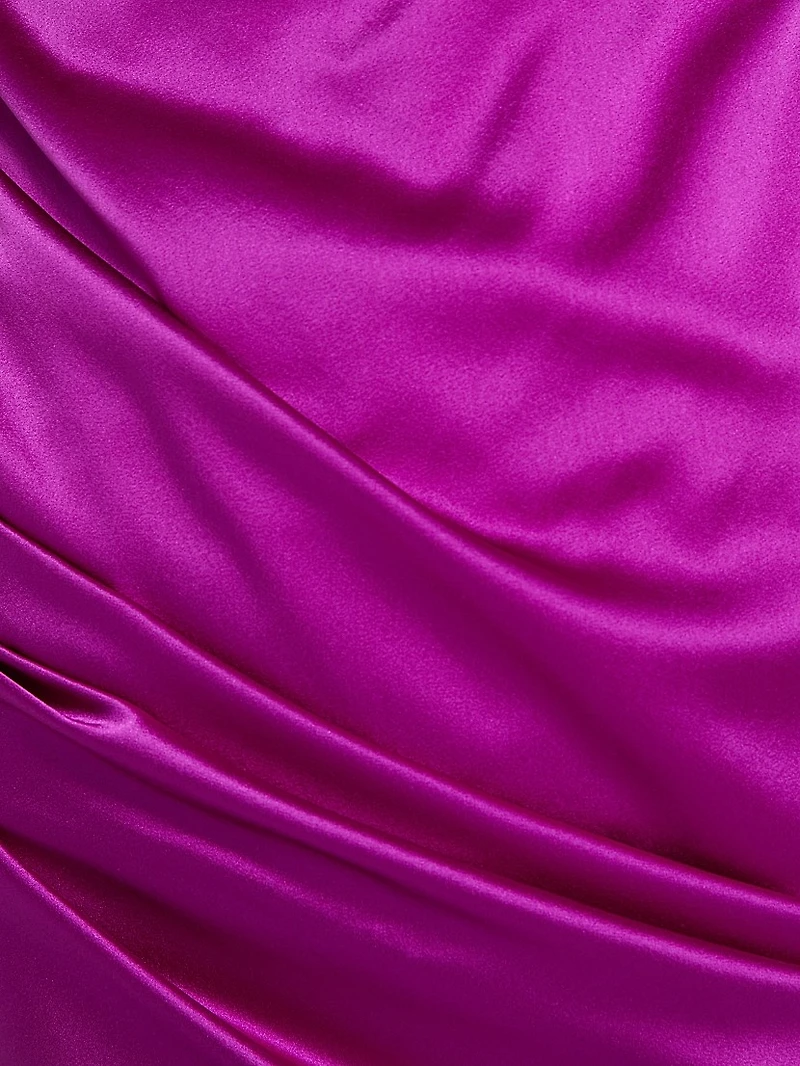 Two-Tone Silk Satin Twist-Front Minidress