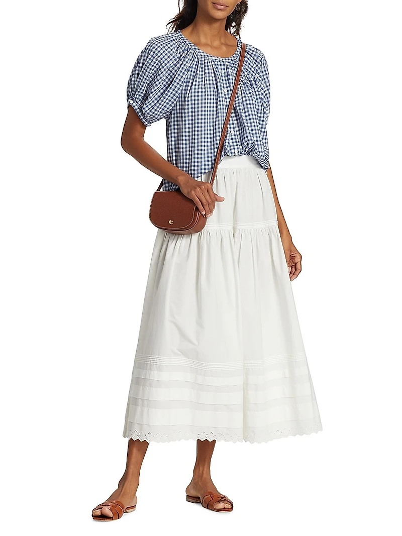 June Gingham Puff-Sleeve Top