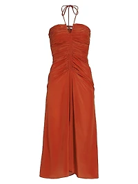 Cachi Toribia Ruched Silk Midi-Dress