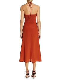 Cachi Toribia Ruched Silk Midi-Dress