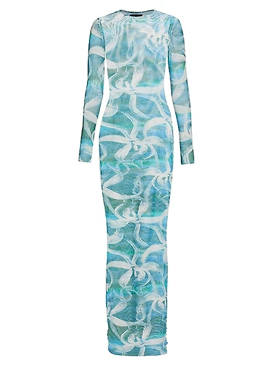 High Tide Printed Mesh Maxi Dress
