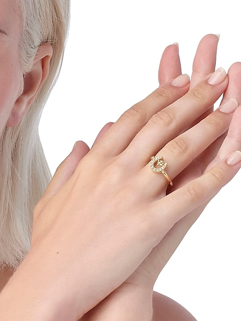 Celestial 18K Yellow Gold & 0.12 TCW Diamond Mini Horseshoe Ring