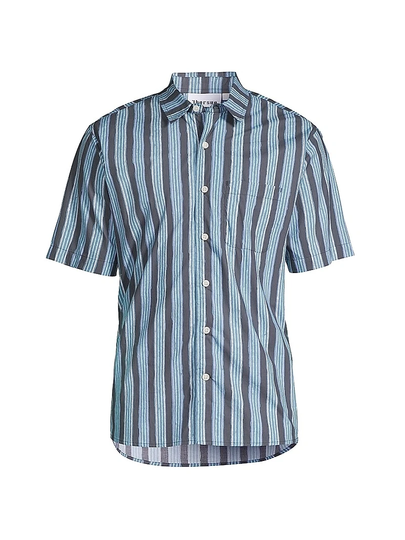 Blurry Stripes Printed Cotton Shirt