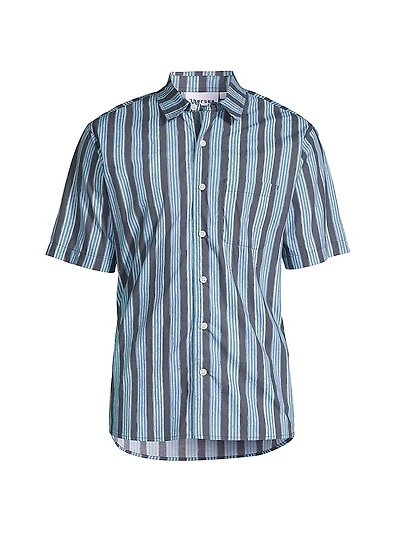 Blurry Stripes Printed Cotton Shirt