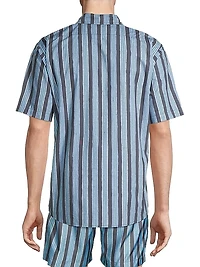 Blurry Stripes Printed Cotton Shirt