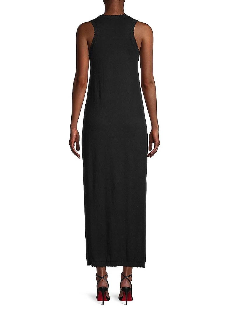 Frayed-Edge Maxi-Dress
