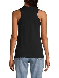 Frayed Cotton-Blend Sweater Tank