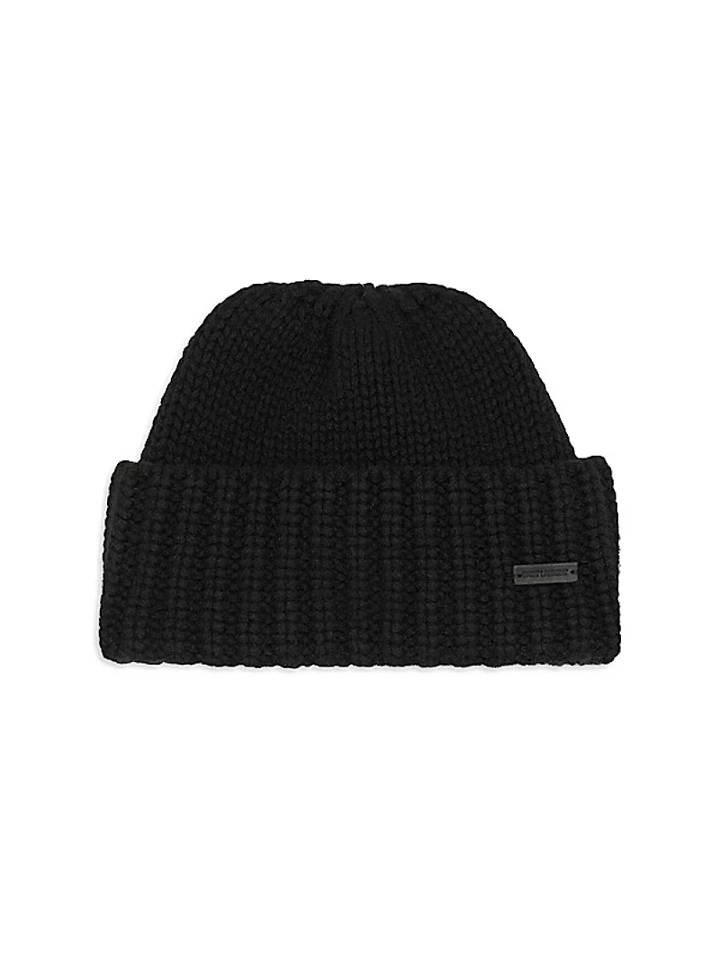 Knitted Cuffed Beanie in Cashmere