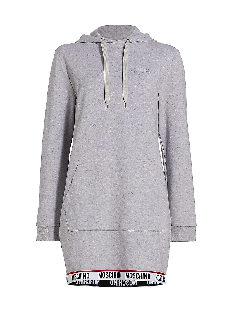 Hooded Logo-Tape Minidress