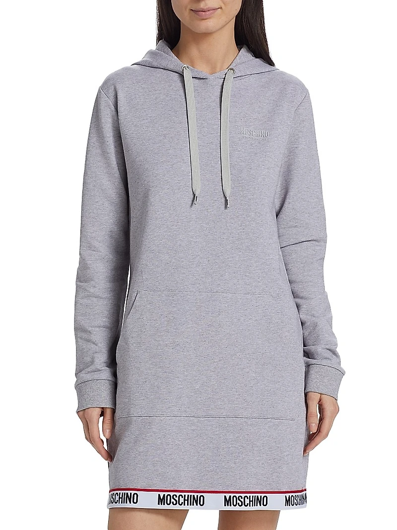 Hooded Logo-Tape Minidress