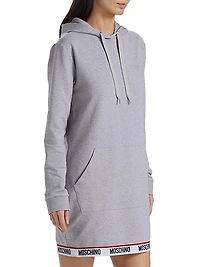 Hooded Logo-Tape Minidress