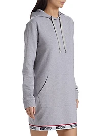 Hooded Logo-Tape Minidress