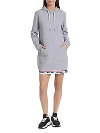 Hooded Logo-Tape Minidress