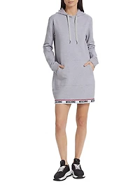 Hooded Logo-Tape Minidress