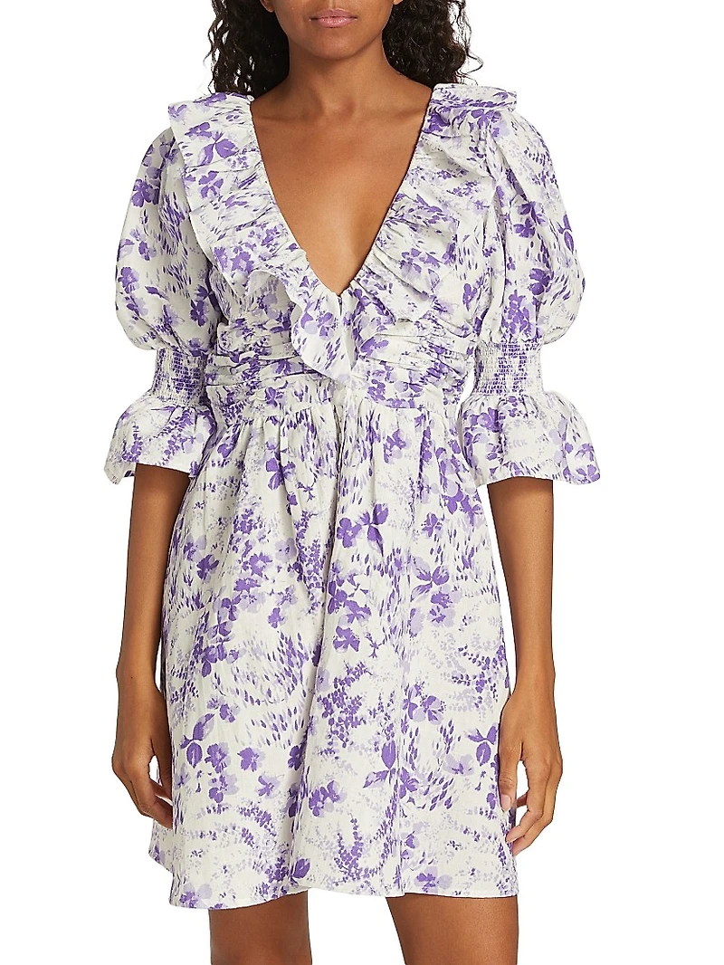 Floral Linen & Cotton Minidress